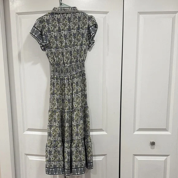 Max Studio Blue and White Patterned Midi Dress - Picture 4 of 4